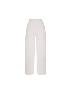 Calça Reta Cós Alto - Brim Off-White