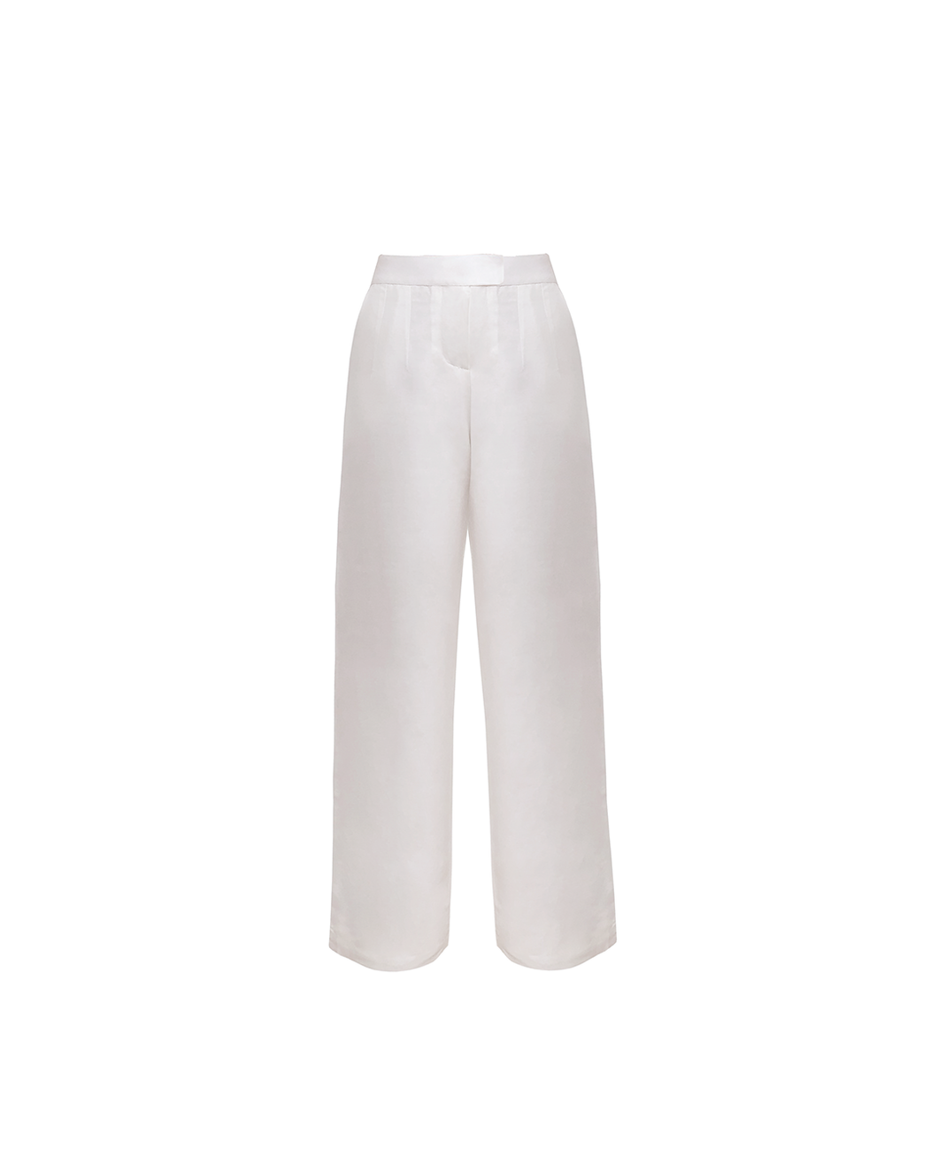 Straight High Waist Detail Tailoring Pants Bottom - Off-White Linen