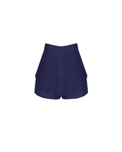 Load image into Gallery viewer, Short Double Buttons Tailoring Bottom - Navy Blue Linen