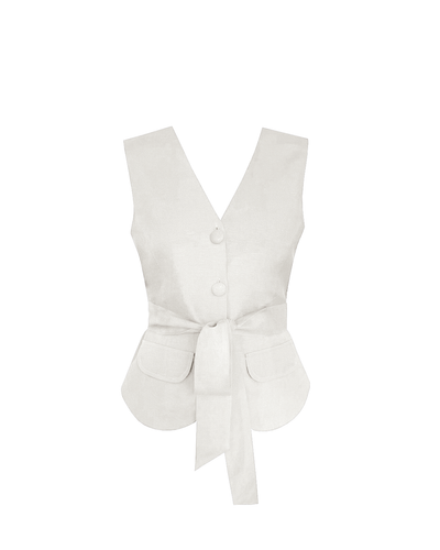 Tailoring Vest Top - Off-White Linen