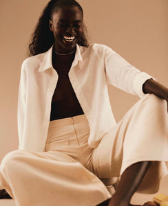 Tailoring Shirt Top - Off-White Linen