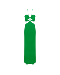 Vestido Franzido Fendas Viés - Emerald Green