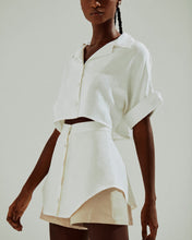 Load image into Gallery viewer, Drop Sleeve Tailoring Short Shirt Top - Off-White Linen