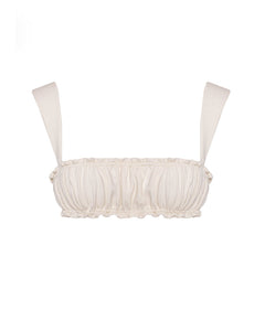 Ruched Straight Bikini Top - Off-White