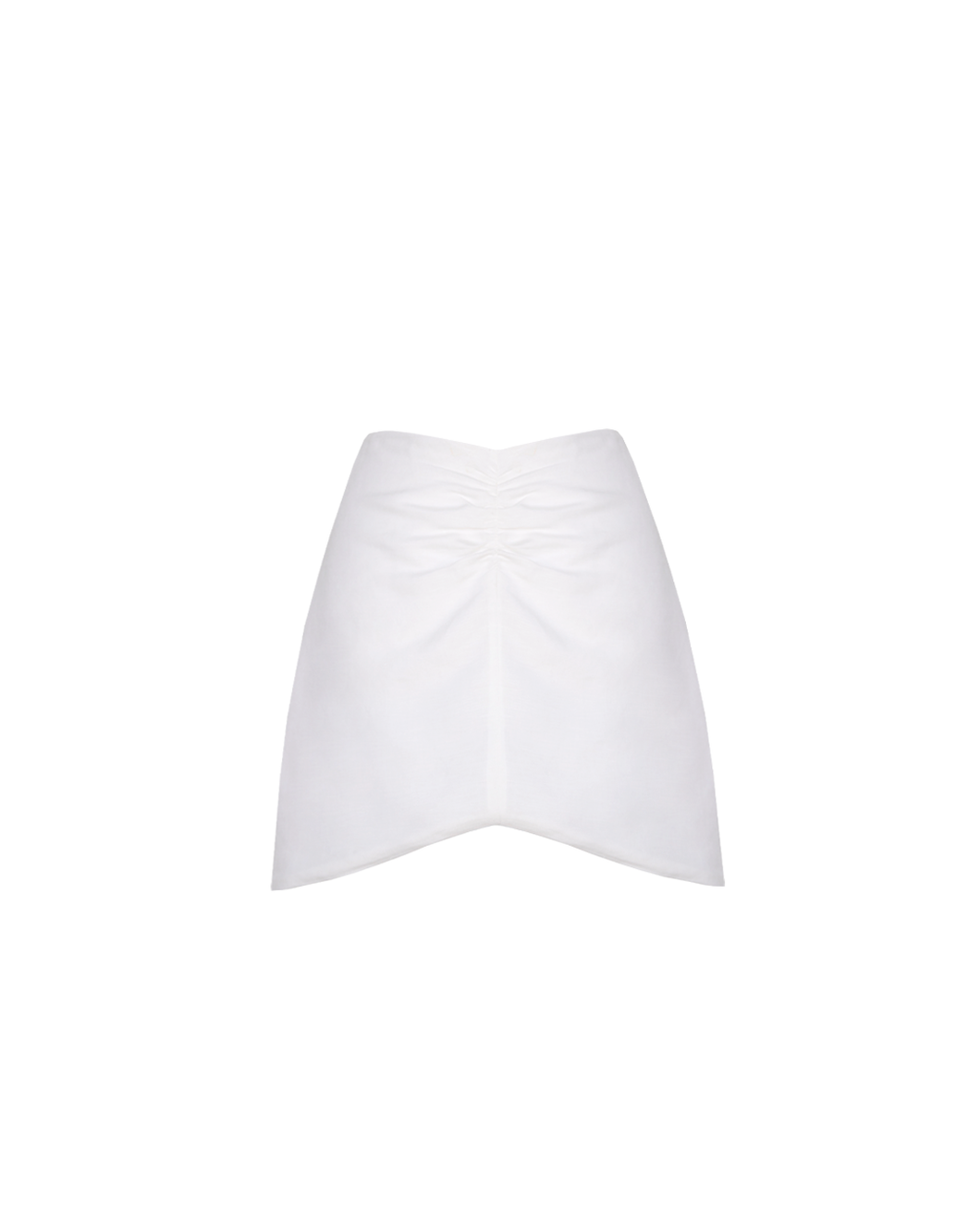 Short Ruched Detail Skirt Bottom - Off-White Linen